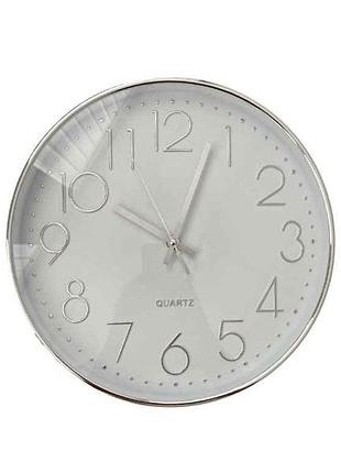 Годинник настінний quartz 30см, сріблястий корпус арт.7 тм amazon