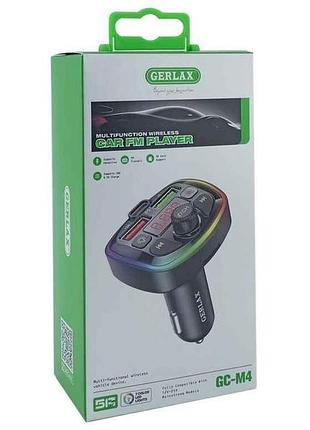 Fm модулятор gc-m4 12-24v/5a/2usb/pd/microsd/bt 5.0/rgb черный тм gerlax