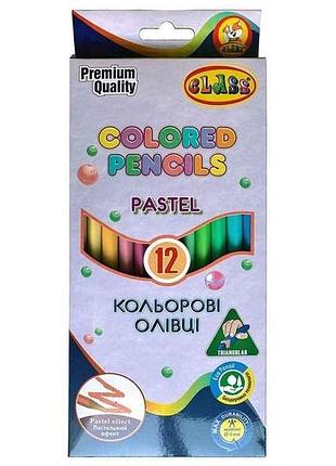 Олівці кольорові 12кол. трикутні,121712c pastel class тм class