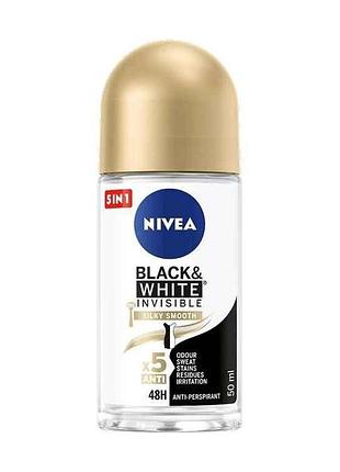 Антиперспірант роликовий 50мл чорне та біле невидимий гладкий шовк тм nivea