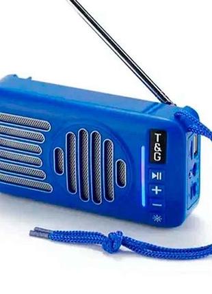 Портативная колонка bluetooth tg368, speakerphone, радио, солнечная батарея, blue тм tg