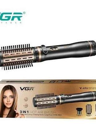 Фен 1000вт стайлер для укладки и завивки волос v-496 3 в 1, professional, 1000 вт тм vgr