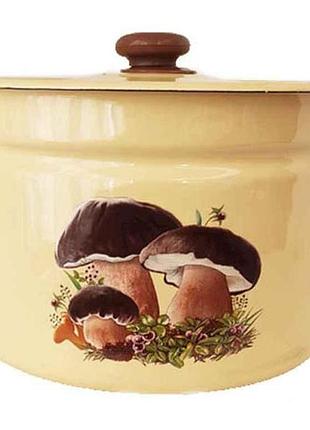 Каструля ем. 9л /4 циліндрична гриби (кремова) i1621/4 тм idilia