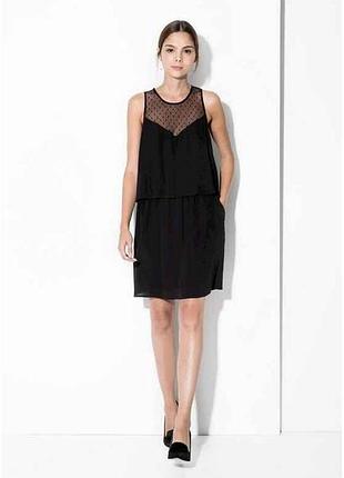 Платье с кокеткой из тюля женское р.xs (укр.40) черное 33009024 тм mango