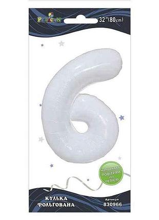 Кулька фольгована цифра 32 (80 см) 6 біла тм pelican