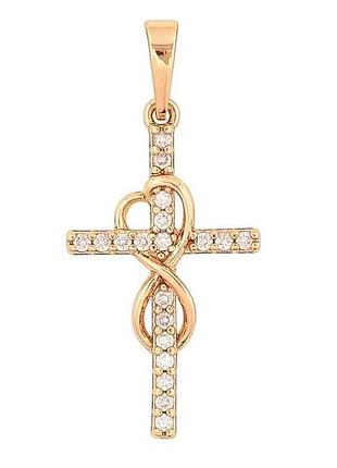 Кулон позолота 18k «хрест з кристалами» 283620 тм xuping