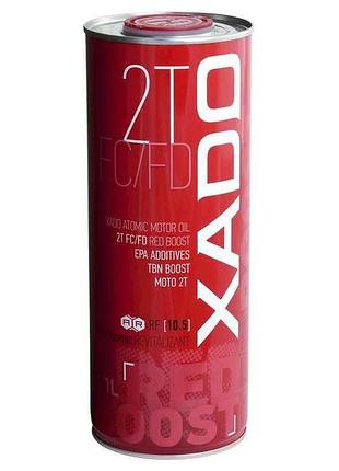 Масло для мототехніки atomic oil 2t fc/fd red boost (бляшанка) 1л тм xado