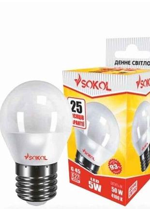Лампа світлодіодна a60 led 7w, 3000k (тепле світло) e27 тм sokol