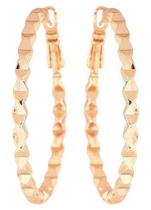 Сережки позолота 18k кільця конго «декоративний візерунок» ø 4см 270617 тм xuping