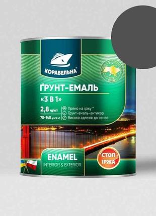 Грунт-емаль графіт 2,2кг 3 в 1 тм корабельна