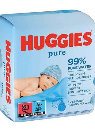 Вологі серветки пьюр (3 уп. по 56 шт.) тм huggies