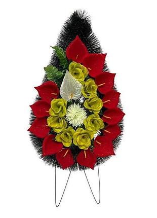 Венок пирожный калла-роза 100х50см красно-желтый тм memori