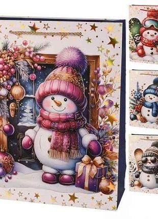 Пакет новогодний s snowman 18*23*8см бумажный r34606 тм stenson