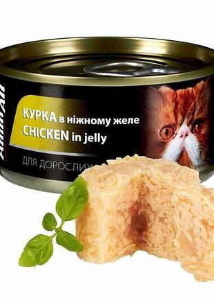 Корм для котів консерва 85г вологий курка в ніжному желе тм animall