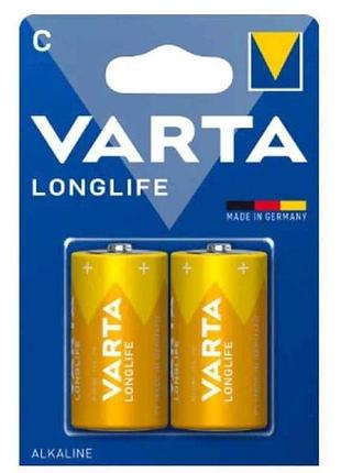 Батарейка щелочная lr14/c longlife 2шт (блистер) тм varta