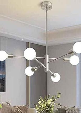 Люстра підвісна sputnik 6-light у стилі loft / mid-century modern, сатиновий нікель арт.103 тм amazon