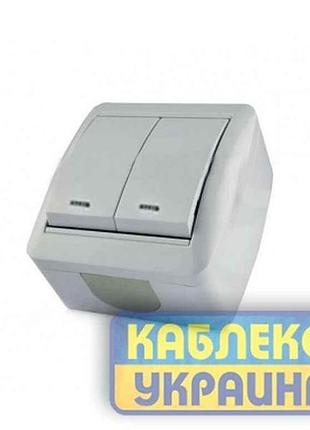 Выключатель 2кл. с подсветкой белый premiera внешний ip-44 тм giselt