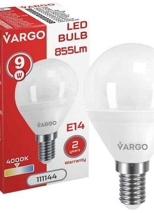 Лампа світлодіодна 9w e14 g45 4000k 220v (v-111144) тм vargo