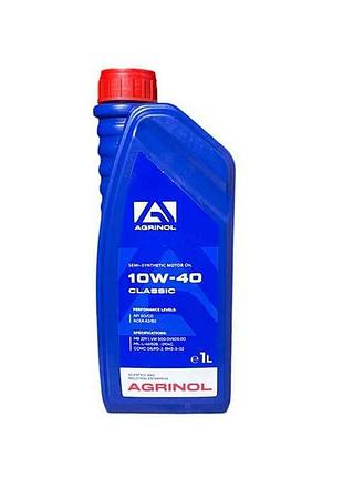 Масло моторное полусинтетическое 10w-40 sg/cd, classic 1л тм agrinol