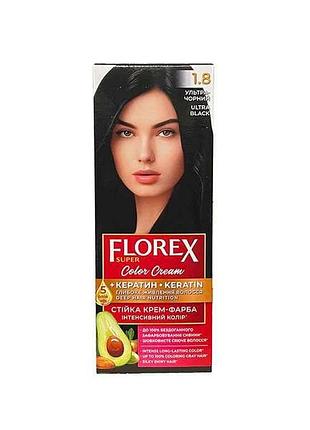Крем-краска для волос кератин 1.8 ультра-черный тм florex
