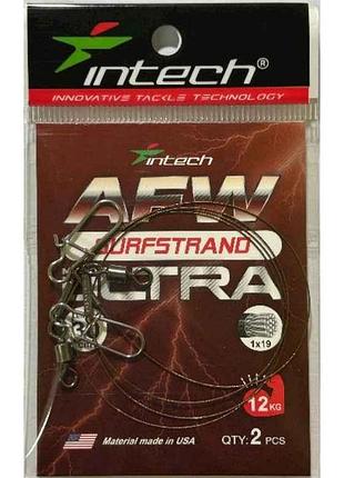 Повідець металевий 0,32мм 12кг 30см (2шт/уп) afw surfstrand micro ultra 1х19 тм intech
