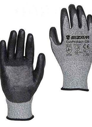 Рукавички cutprotect gb трикотажні сірі з pu-покриттям 34011 р.11 тм doloni