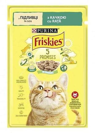 Пауч для котів friskies / качка шматочками у підливці 85г тм purina