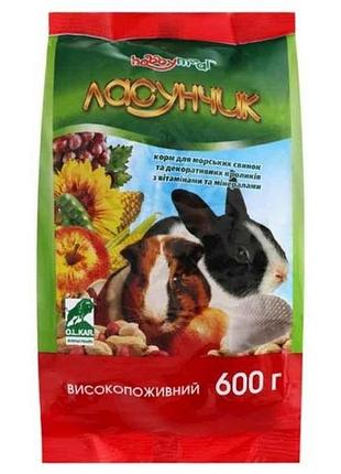 Корм для грызунов хобби мел /любчик морские свинки и декоративные кроли 600гр (пакет) тм o.l.kar