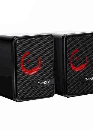Колонка компютерна 2.0 s3 rgb usb 3.5 чорні 6w тм t-wolf
