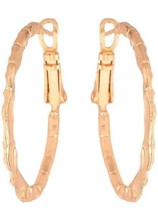 Серьги кольца ml 18k (конго) декоративный узор ø3см (325488) тм xuping