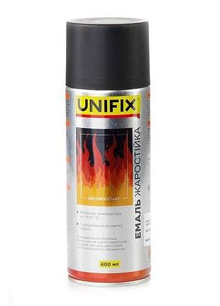 Фарба аерозольна 400мл чорний жаростійка ral 9005 тм unifix
