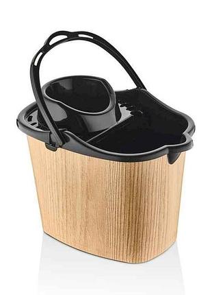 Ведро с отжимом 14л (x82 дерево wooden) ozer-d-012 тм ozer