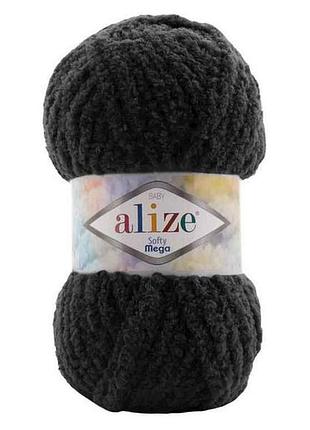 Пряжа softy mega 60 5шт/уп черный 100% микрополиэстер 100г 70м тм alize