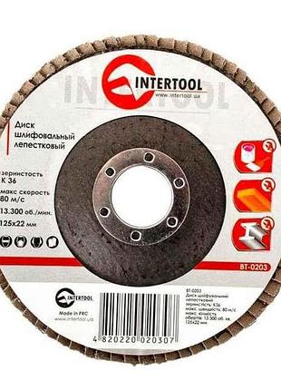 Диск шліфувальний пелюстковий 125 x 22мм зерно k36 bt-0203 тм intertool