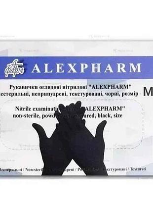 Перчатки нитриловые м нестерильные (50пар) черные no2 тм alexpharm