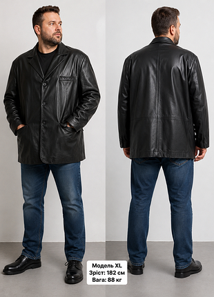 Винтажный мужской кожаный пиджак классический черный блейзер ekin leather collection