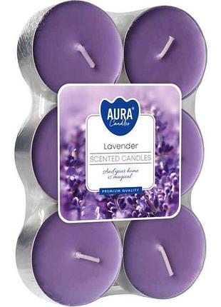 Свічка-таблетка ароматизована h=2,2см ø5,7см 6шт/уп арт.р 35-6 лаванда тм bispol