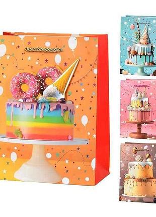 Пакет подарочный s birthday cake 3d 18*23*10см бумажный r33235-s тм stenson