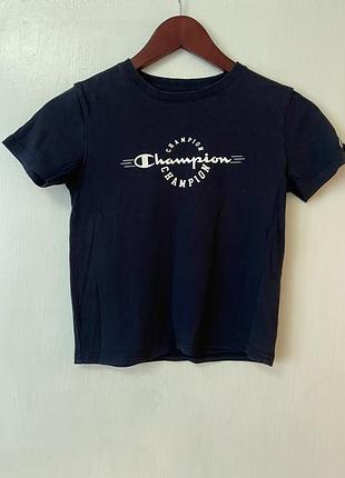 Футболка champion оригінал темно синя дитяча спортивна футболка чемпіон
