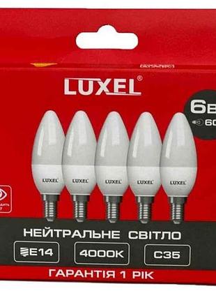 Лампа светодиодная 6w e14 4000k c35 (045-ne) 5шт тм luxel