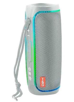 Портативная колонка bluetooth tg288 с rgb подсветкой, speakerphone, радио, grey тм tg