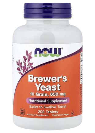Пивные дрожжи, brewer's yeast, now foods, 650 мг, 200 таблеток
