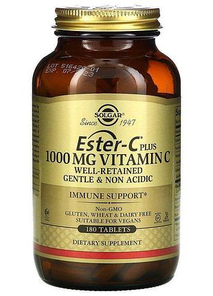 Эстер-с плюс, ester-c plus, solgar, витамин c, 1000 мг, 180 таблеток