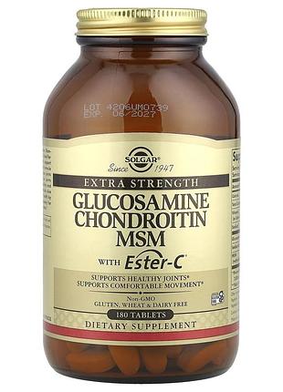 Глюкозамин, хондроитин, метилсульфонилметан с эстер-c, glucosamine chondroitin msm with ester-c solgar, 180 таблеток