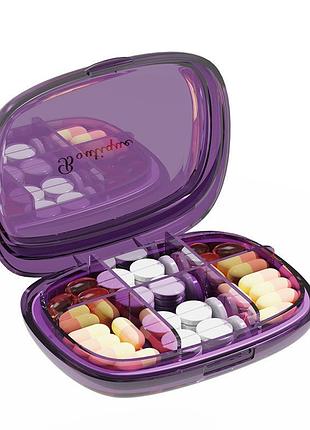 Органайзер для таблеток, portable transparent pill box, memosan, фиолетовый