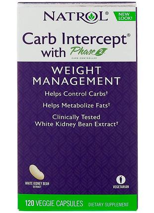 Экстракт белой фасоли перехватчик углеводов фаза 2, carb intercept phase 2, natrol, 120 капсул