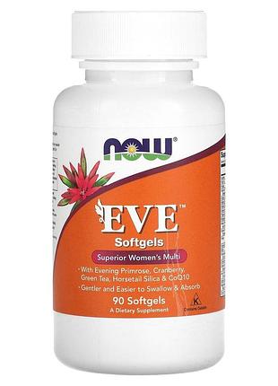 Витамины для женщин, eve women's multi, now foods, превосходный комплекс, 90 мягких капсул