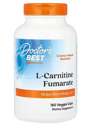 L-карнитин фумарат, l-carnitine fumarate, doctor's best, 500 мг, 180 веганских капсул