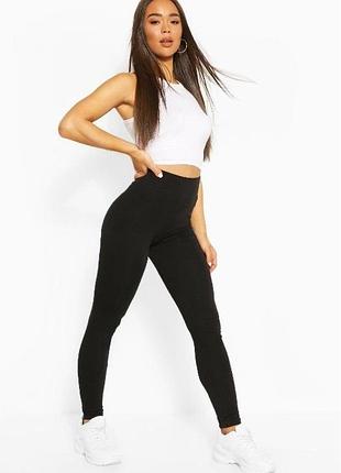 Легінси чорні boohoo l/48 нові — висока талія, бавовна еластан