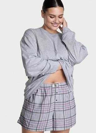 Піжама (лонгслів + шорти) жіноча бавовняна victoria's secret  s сіра